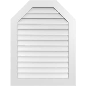32 in. x 42 in. Octagonal Top Surface Mount PVC Gable Vent: Decorative with Standard Frame