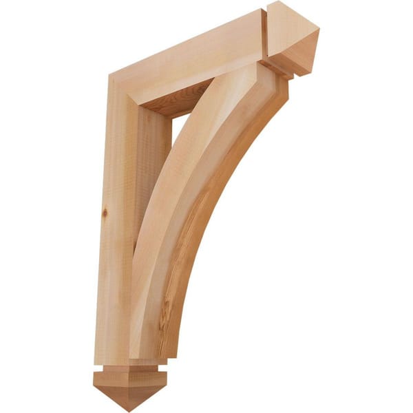 Ekena Millwork 3.5 in. x 28 in. x 20 in. Western Red Cedar Thorton Arts and Crafts Smooth Bracket