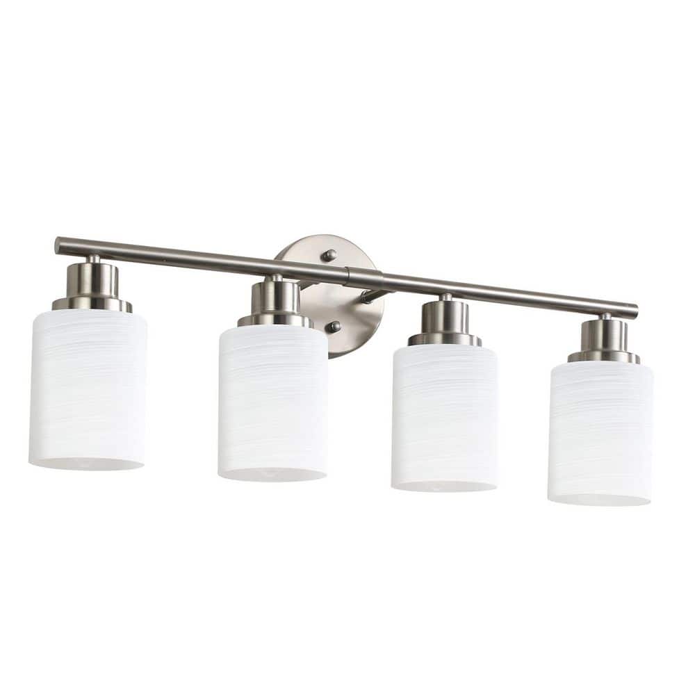 24 in. 4-Light Brushed Nickel Vanity Light with Frosted Glass and Nickel Iron Bedroom Bathroom Light (Bulb Not Included) price history on PriceWatchPro