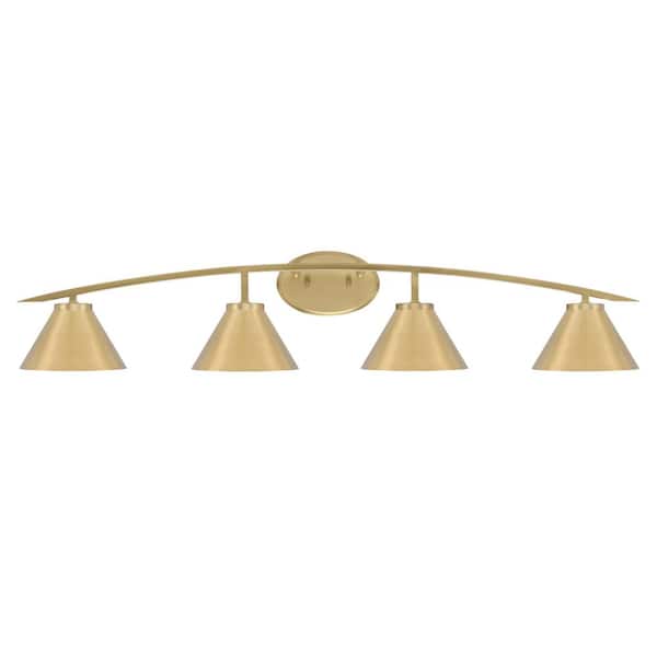 Unbranded Siena 40 in. 4-Light Vanity Light New Age Brass with Brass Metal Shades