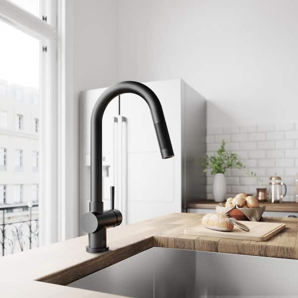 Gramercy Single Handle Pull-Down Spout Kitchen Faucet in Matte Black