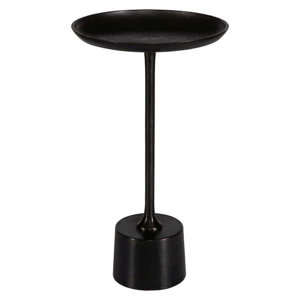 Benjara 23.2 in. Brown Round Metal Bar Table with Tray Top