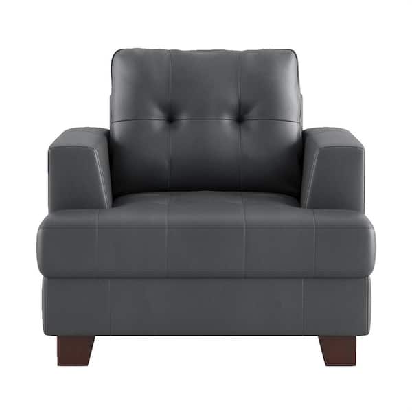 EVERGLADE HOME Malcolm Gray Faux Leather Arm Chair
