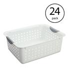 16248006 Medium Ultra Plastic Storage Organizer Basket White (24-Pack)