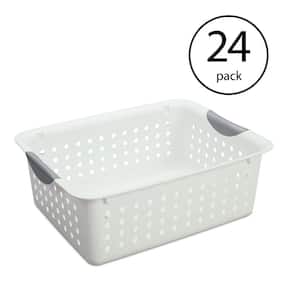 16248006 Medium Ultra Plastic Storage Organizer Basket White (24-Pack)