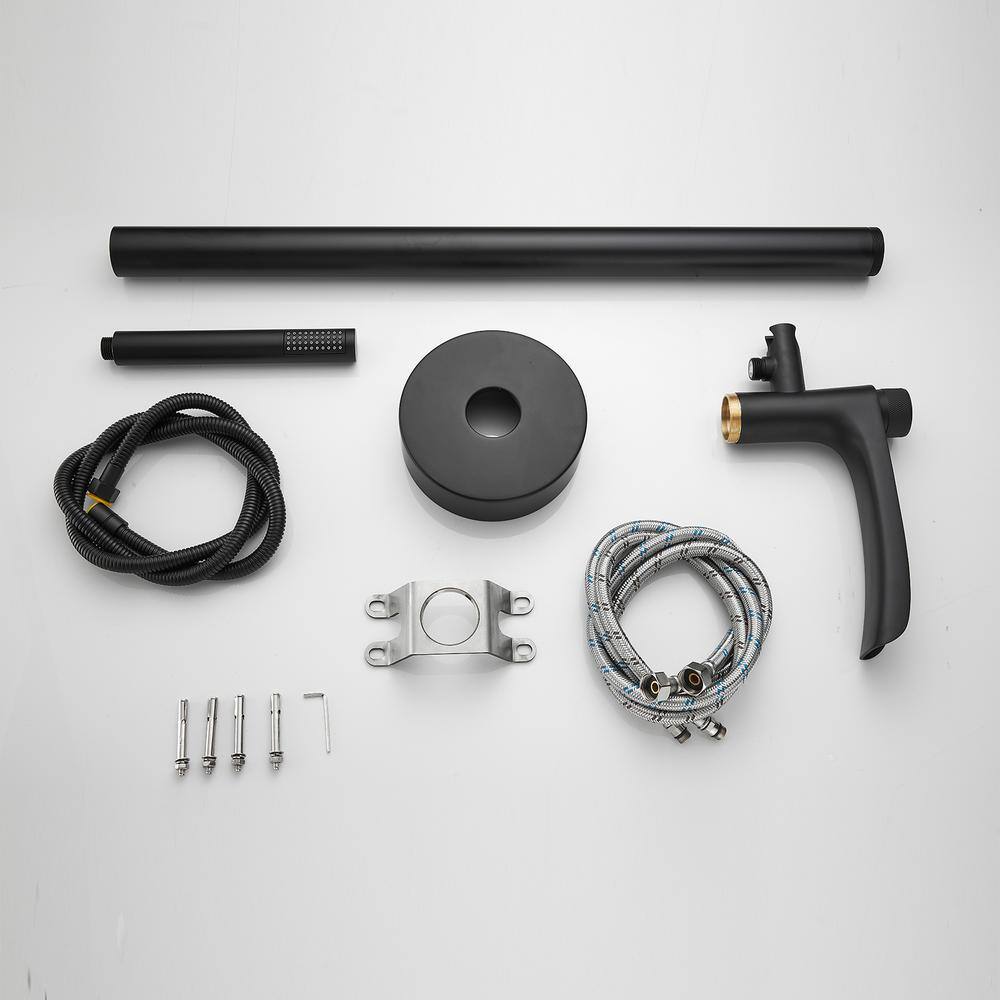Matte Black Freestanding Tub Filler Faucet with Handheld Shower