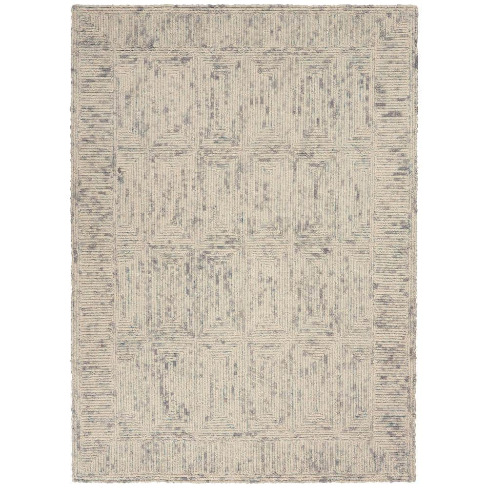 Washable Area Rug, 5' x 7', Nimue Teal/Ivory