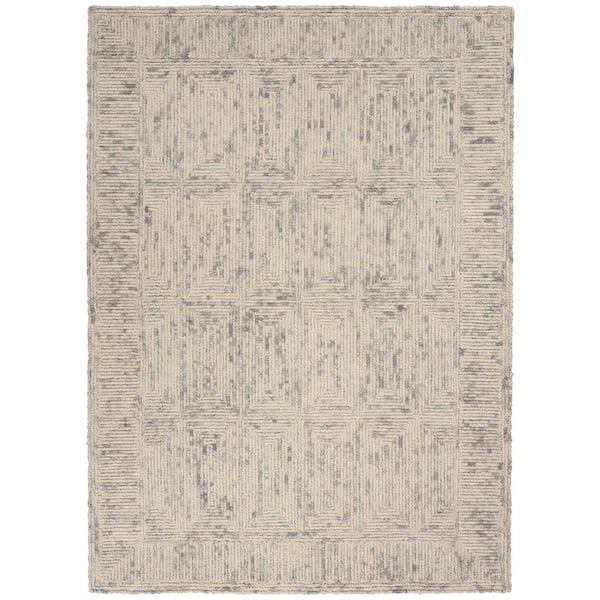 Nourison Vail Ivory/Grey/Teal 5 ft. x 7 ft. Contemporary Area Rug