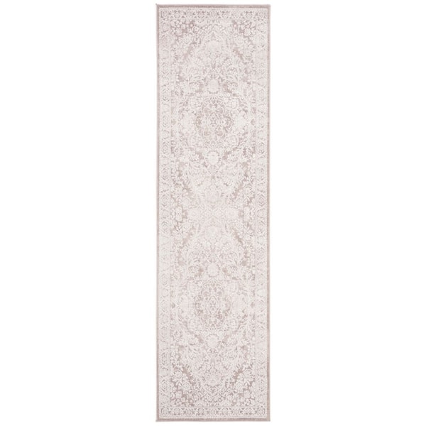 Reflection 2 ft. x 14 ft. Beige/Cream Medallion Runner Rug