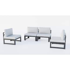 Chelsea 4-Piece Aluminum Outdoor Patio Sectional with Light Grey Cushions