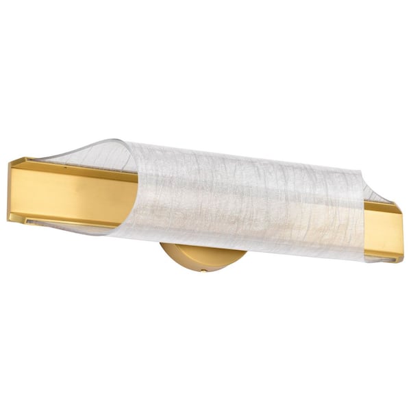 Idris 3-Light Vintage Brass Contemporary Dimmable 3000K Integrated LED Vanity Wall Sconce with Clear Acrylic Shade