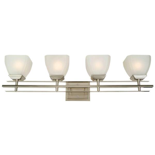 Yosemite Home Decor Half Dome 4-Light Satin Nickel Bathroom Vanity Light with White Frosted Glass Shade
