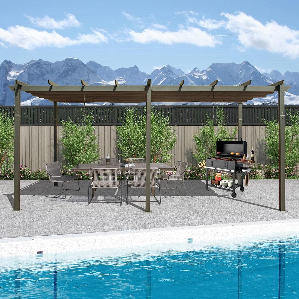 11 ft. x 20 ft. Aluminum Outdoor Patio BBQ Retractable Gazebo with Weather 