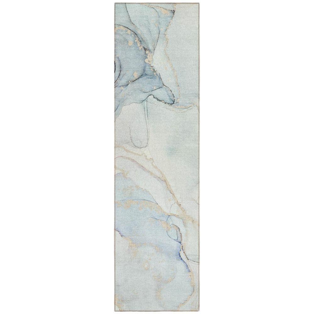 Beige and Blue 2 ft. x 8 ft. Woven Abstract Polyester Runner Indoor/Outdoor Area Rug price history on PriceWatchPro