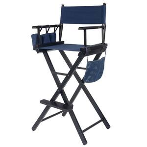 Wood Frame Navy Blue Indoor/Outdoor Folding Chair