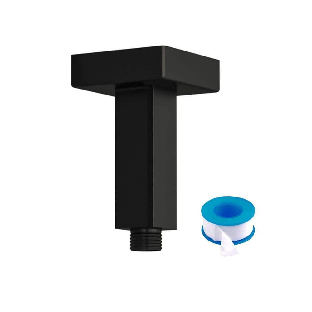 LORDEAR 3 in. Matte Black Curved Shower Arm Extension Replacement Arm H ...