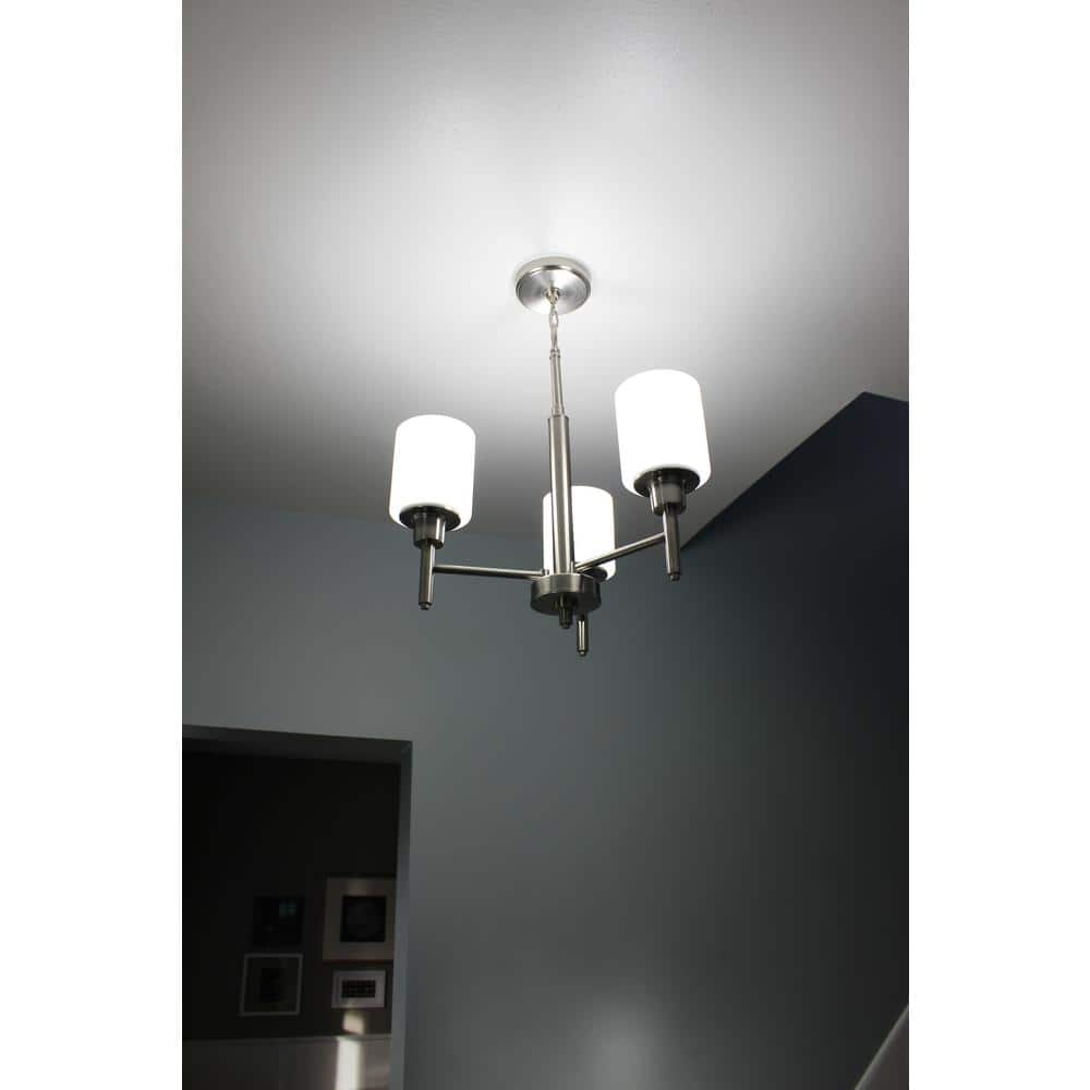 Aubrey Satin Nickel Mini 3-Light Chandelier with Frosted Glass
