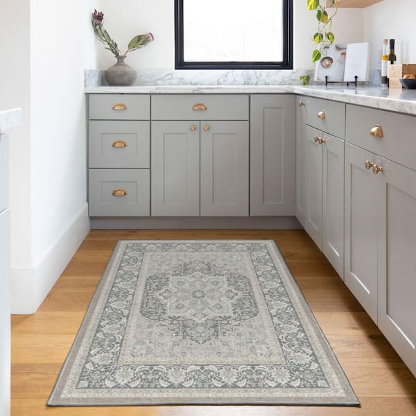 Machine Washable Rug with Standard Pad - Hendesi Heriz Abalone 3 ft. x 5 ft.