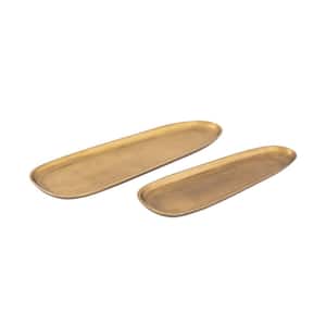 Cottonwood 21.5 in. Brass Metal Decorative Tray - Set of 2
