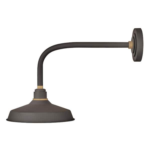 HINKLEY Foundry Medium 1-Light Museum Bronze Straight Arm Outdoor Barn Light Sconce