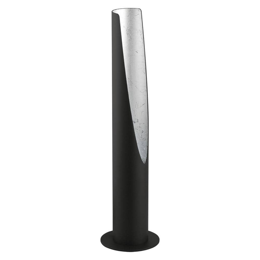 Barbotto 4 in. W x 15.5 in. H Matte Black Table Lamp with Silver Interior