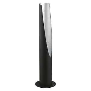 Barbotto 4 in. W x 15.5 in. H Matte Black Table Lamp with Silver Interior