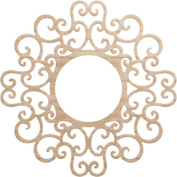 Ekena Millwork 30 in. x 30 in. x 1/4 in. Reims Wood Fretwork Pierced Ceiling Medallion, Alder