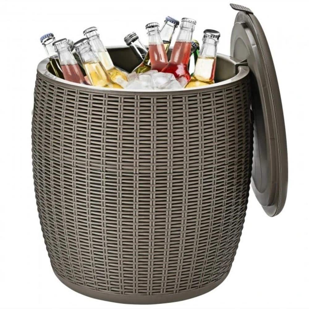 9.5 Gallon Wicker Patio Rattan Cooler Bar Table Side in Brown price history on PriceWatchPro