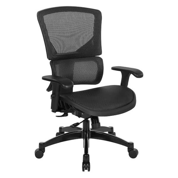 Unbranded 639 Series Mesh Seat and Back Adjustable Height Ergonomic Executive Chair in Black with Adjustable Arms Big and Tall