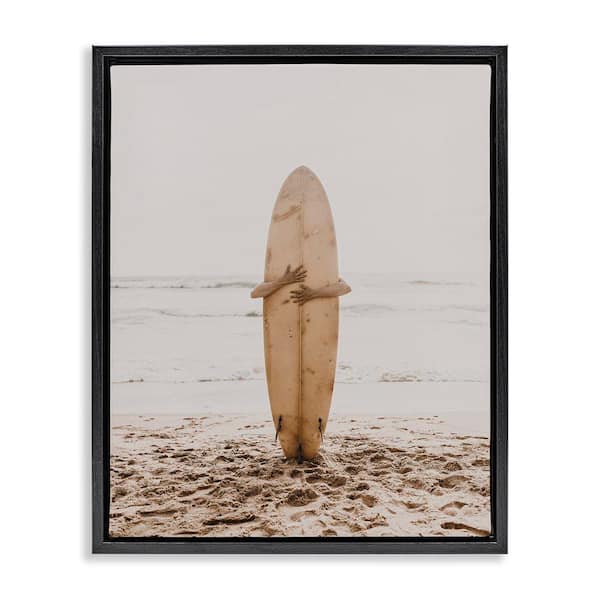 Surf Ready Board by LSR Design Studio Black Floater Frame Sports Graphic Art Print 31 in. x 25 in.