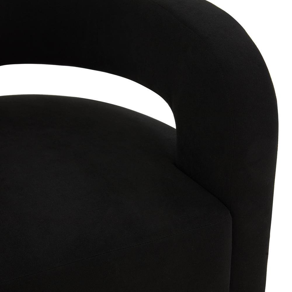 Modern Barrel Black Wood Accent Chair with Cushioned Seat