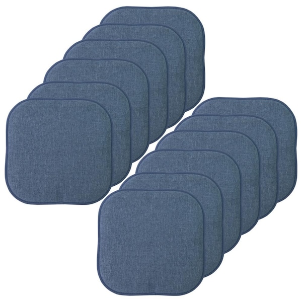 Sweet Home Collection Alexis Denim 16 in. x 16 in. Square Non Slip Indoor/Outdoor Memory Foam Chair Seat Cushion (12-Pack)