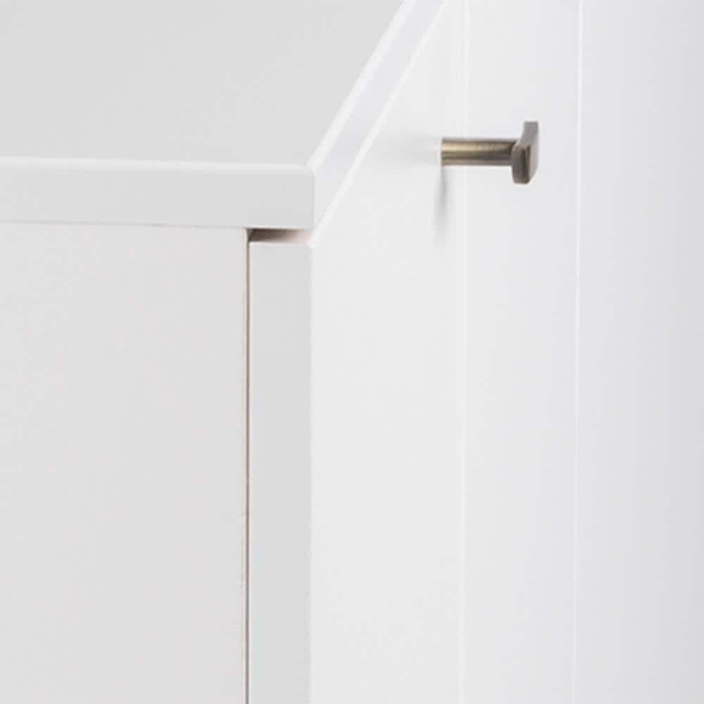 Milo Mid-Century Modern White 4-Door Buffet with Brass Knobs