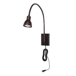 30.38 in. H 1-Light Rust Gooseneck Wall Sconce with LED Bulb