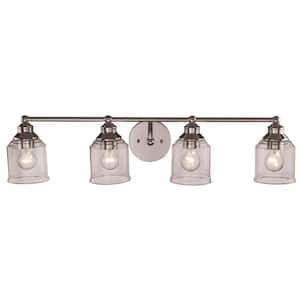 Agoura 32 in. 4-Light Polished Chrome Bathroom Vanity Light Fixture with Clear Glass Shades