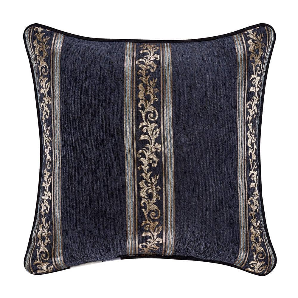 Indigo Damask 20" Square Woven Throw Pillow
