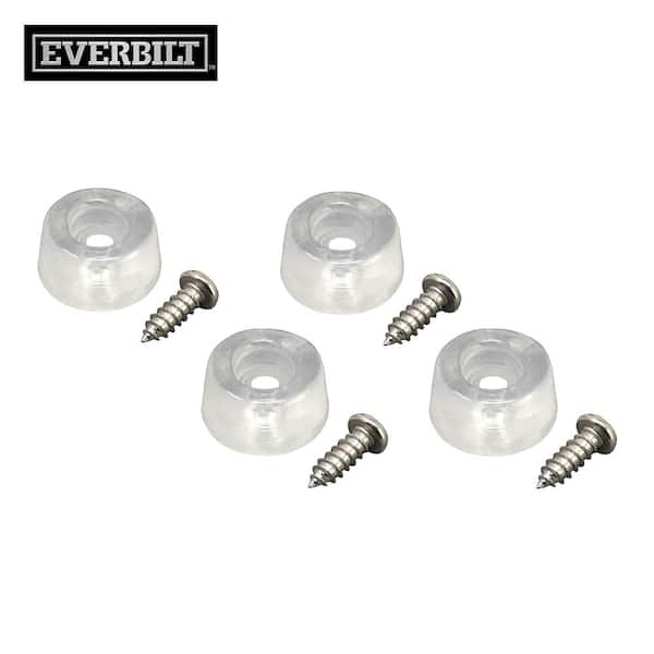 Everbilt 7/8 in. Clear Rubber Like Plastic Screw-On Surface Bumpers (4-Pack)