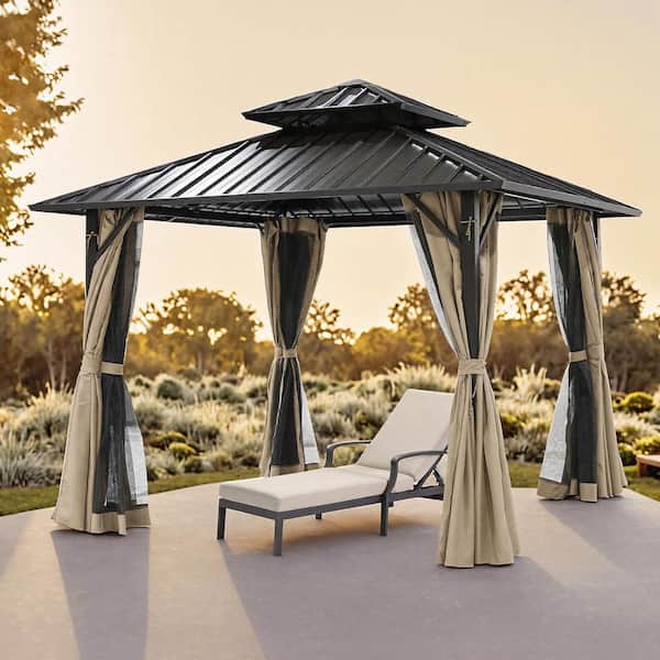 CikaCika 10 ft. x 10 ft. Square Double Roof Hardtop Aluminum Patio