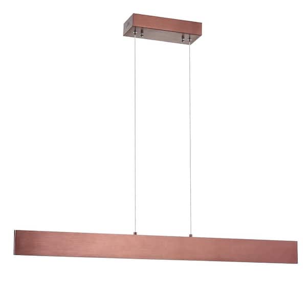 Draper 40 in. Dimmable Adjustable Integrated LED Anodized Bronze Metal Linear Pendant