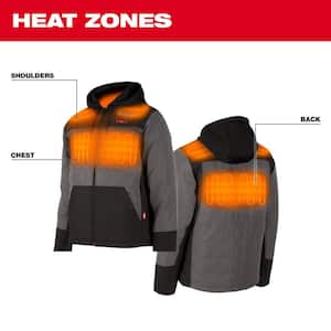 Men's 2X-Large M12 12V Lithium-Ion Cordless AXIS Gray Heated Jacket with (1) 3.0 Ah Battery and Charger