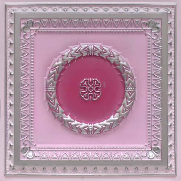 FROM PLAIN TO BEAUTIFUL IN HOURS Laurel Wreath Pink Lady 2 ft. x 2 ft. PVC Lay In or Glue Up Ceiling Tile (40 sq.ft./case)