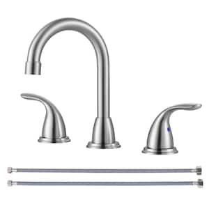 8 in. Widespread Double Handle Bathroom Faucet with Pop-Up Drain Assembly in Brushed Nickel