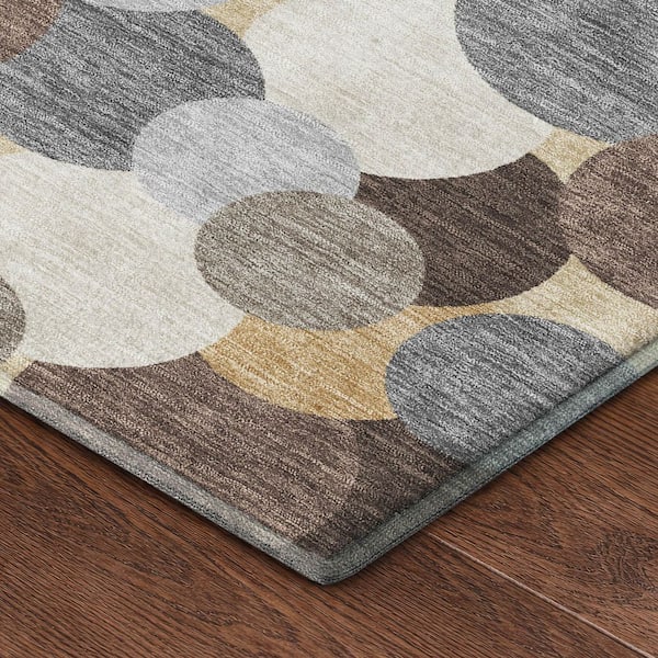 Mayfield Premium Machine Washable Abstract AMF2450 Chocolate 3 ft. x 5 ft. Area Rug