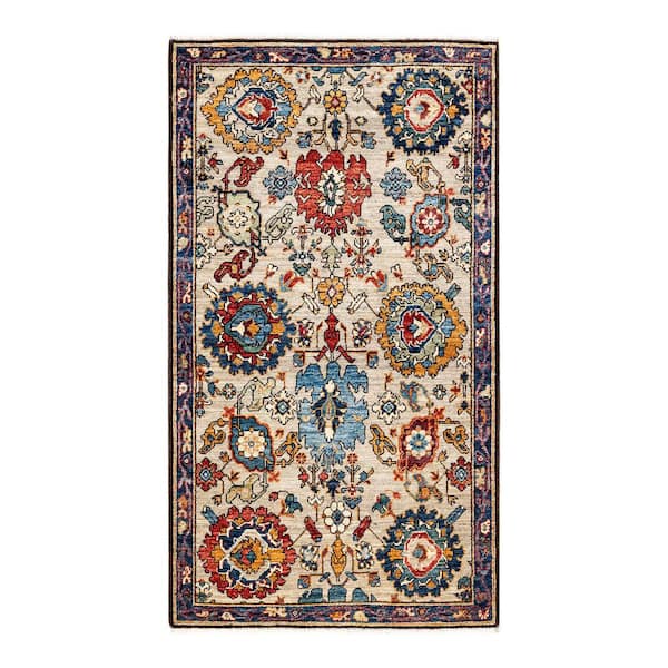 Solo Rugs Serapi One-of-a-Kind Traditional Light Gray 3 ft. x 5 ft. Hand Knotted Tribal Area Rug