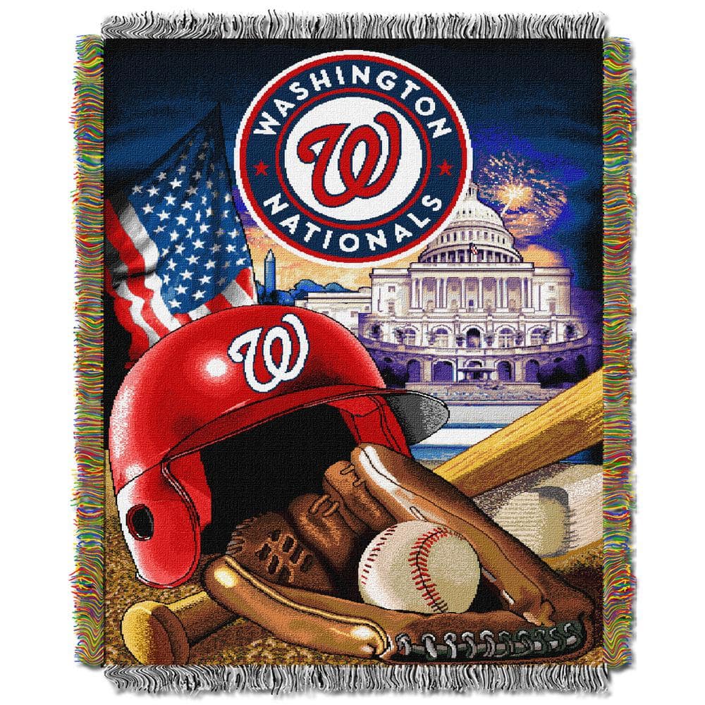 Washington Nationals Red and Blue Woven Tapestry Throw Blanket