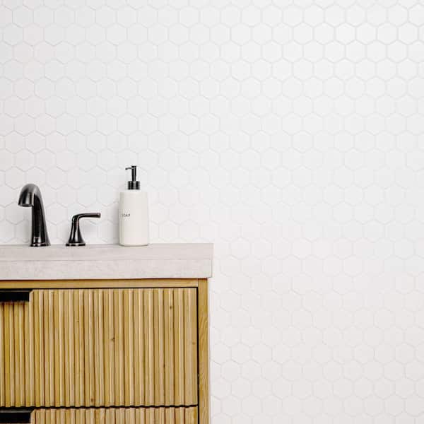 Domino White Hexagon 2 in. x 2 in. Matte Porcelain Patterned Look Floor and Wall Tile (12.96 sq. ft./Case) Domino White Hexagon 2 in. x 2 in. Matte Porcelain Patterned Look Floor and Wall Tile (12.96 sq. ft./Case)