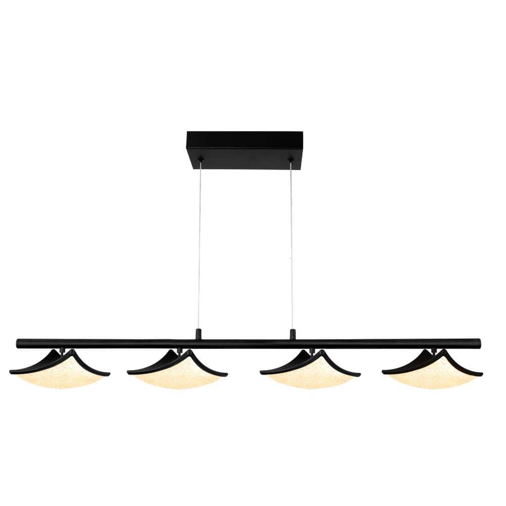 20-Watt 4-Light Black 3000K Warm Light Dimmable Integrated LED Linear Moder