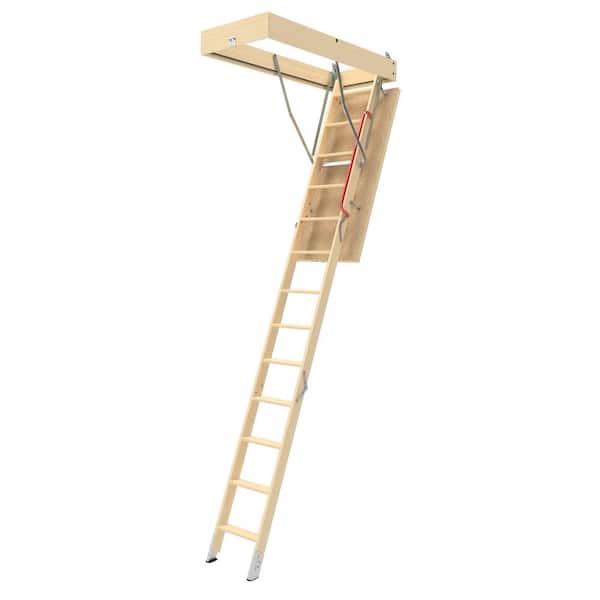 Fakro LWP-L 8 ft. 9-1/2 in. - 10 ft. 8 in., 25 in. x 54 in. Insulated Wood Attic Ladder with 350 lb. Maximum Load Capacity