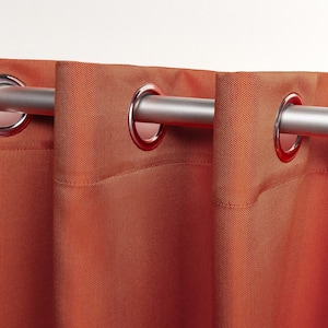 Biscayne Mecca Orange Solid Light Filtering Grommet Top Indoor/Outdoor Curtain, 54 in. W x 84 in. L (Set of 2)