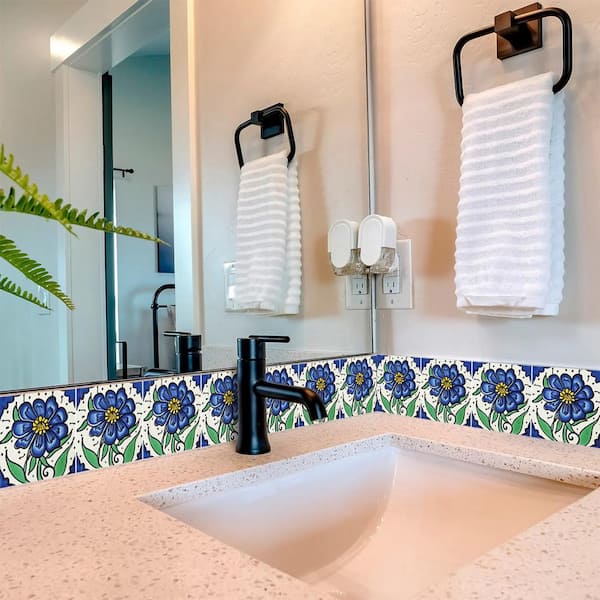 Green, Blue, White and Black C77 4 in. x 4 in. Vinyl Peel and Stick Tile (24-Tiles, 2.67 sq. ft. /1-Pack)